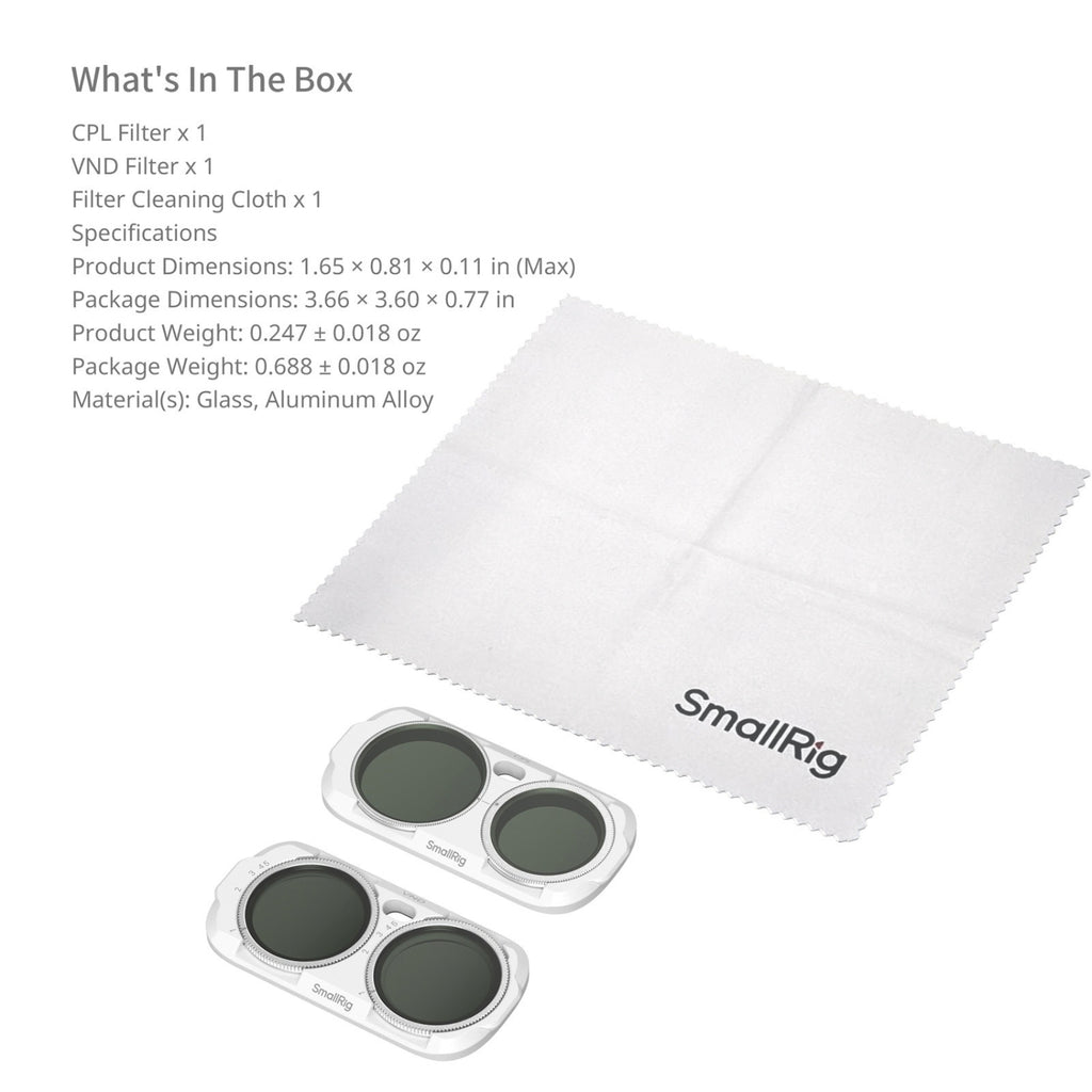 SmallRig 6986 CPL/VND Filter Kit for Insta360 Luna Ultra - White
